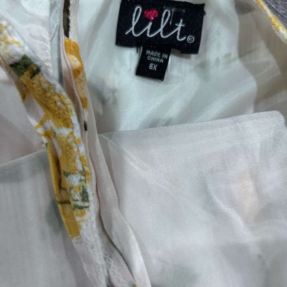 Lilt Yellow and White Floral Kids Dress - Picture 2 of 4